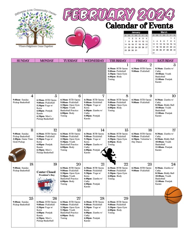 February 2024 Calendar of Events Stillwater Area Community Center