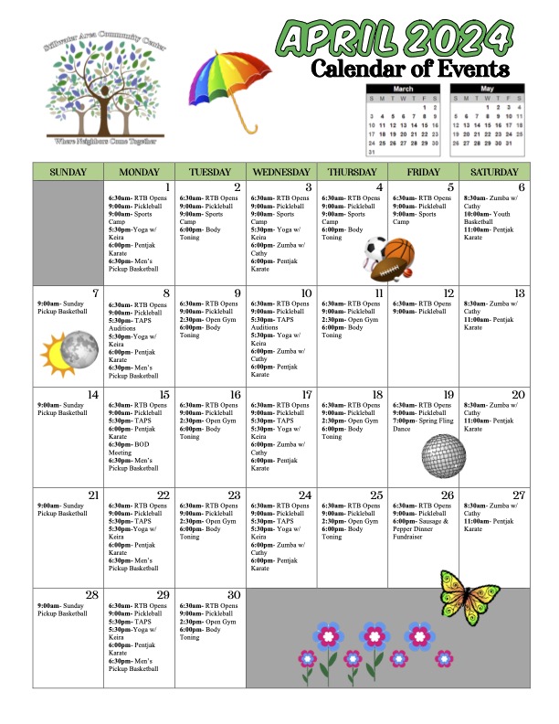 April 2024 Calendar of Events Stillwater Area Community Center